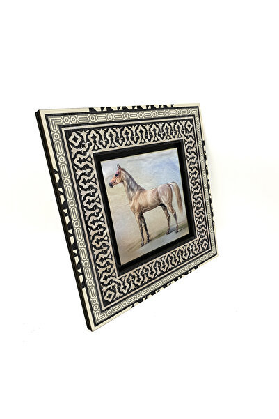 Sadrazam Horse Drawing Printed 20X20 Mdf Anatolian Painting 1G-At1