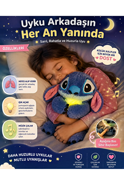 UYKU ARKADAŞIM Nefes Alan Peluş Stitch | Solunum Hareketli Uyku Arkadaşı Pelu...