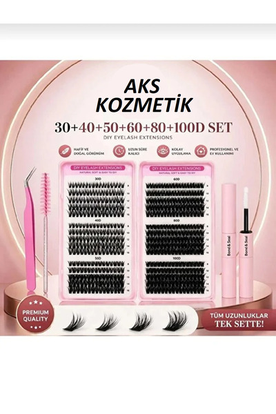 aks kozmetik DIY Kirpik - Takma Kirpik 600 Adet Kirpik Seti Kitap Model 30-40...