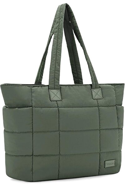 GENERAL Large Tote Bag for Women Lightweight Quilted Puffy Work Bag with Zipp...