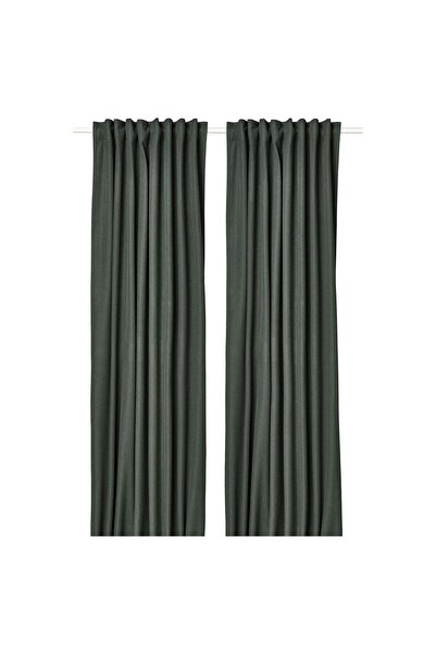 IKEA Yeşil Karartma Perde 135x300 cm 2 Kanat Modern Salon Yatak Odası