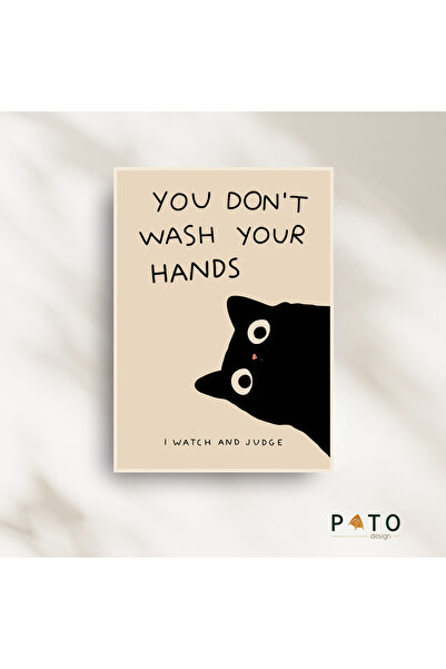 Pato Design 'I Watch & Judge' Kedi Temalı Dekoratif Tablo | Bej Çerçeveli | M...