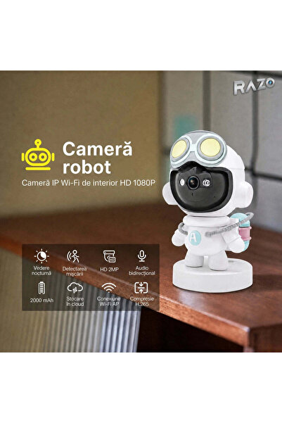 Razo 2mp wi-fi surveillance camera, ptz 355°/45°, night vision, monitoring an...