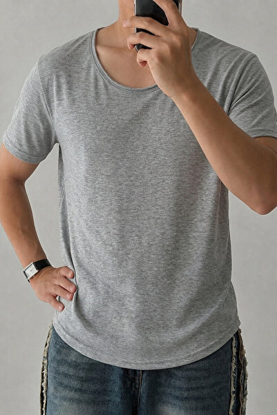 Tarz Cool Men's Wide Collar Oval Hem 100% Cotton Single Jersey Fabric Short S...