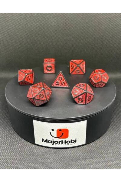 Major Hobi DND FRP 7’li Zar Seti – Kırmızı Renkli Dungeons & Dragons Masaüstü...