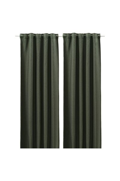 IKEA Yeşil Karartma Perde 145x300 cm 2 Kanat Modern Salon Yatak Odası