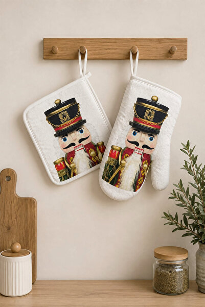 DEKOMOD 2-Piece Kitchen Glove Set Soldier Pattern Heat Insulated Oven Pot Tra...