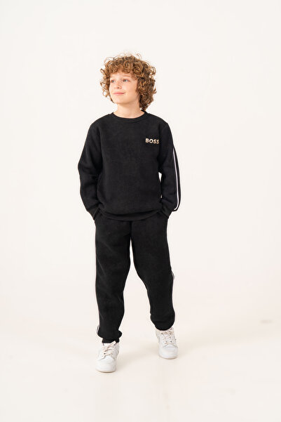 Rotito Boy's Tie-Dye Patterned 3-Yarn Sweatshirt and Sweatpants Set