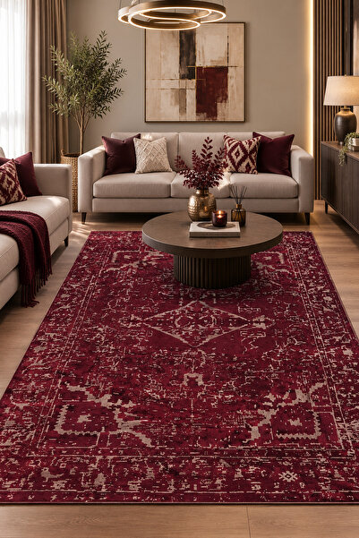 GECE HOME Dijital Baskılı Kaymaz Taban Yıkanabilir Desenli Salon Halısı Mutfa...