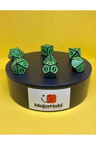 Major Hobi DND FRP 7’li Zar Seti – Yeşil Renkli Dungeons & Dragons Masaüstü R...