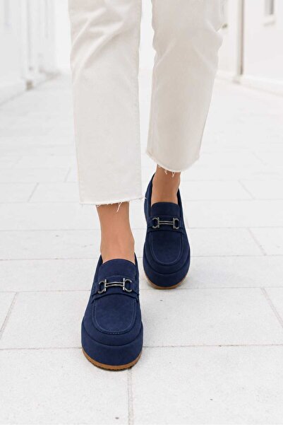 Oneka Shoes Kadın Günlük Loafer Lacivert süet 280826KLSLSY1402