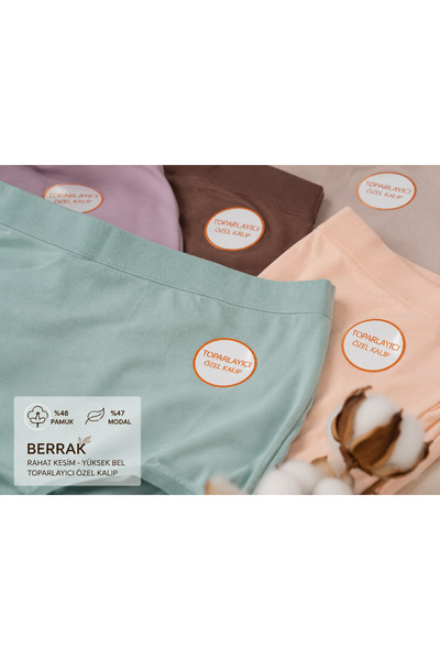 Uğur bebe Berrak women's high-waisted shaping panties, 10-pack assorted colors | 48% cotton, 47% modal, comfortable fit, custom pattern
