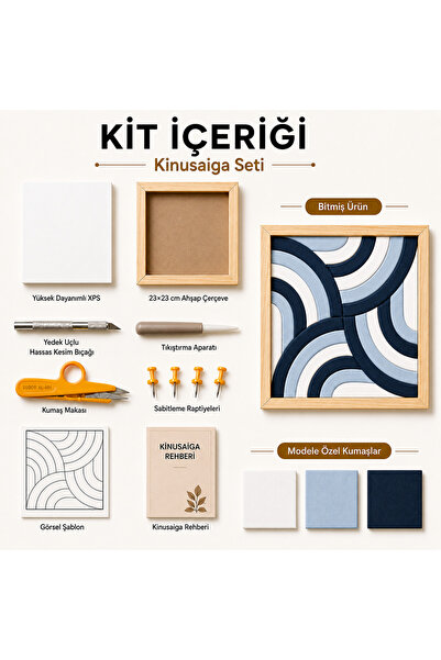 Kitier Wave Kinusaiga Kumaş Tablo Sanatı Hobi Kiti, Dikişsiz Patchwork Çerçev...