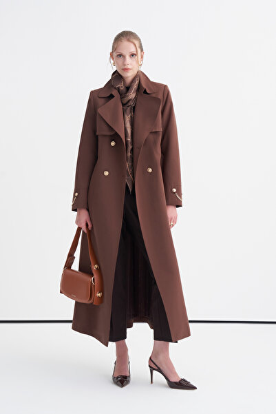 Zühre Chain Accessory Detailed Belted Bitter Trench Coat 13560
