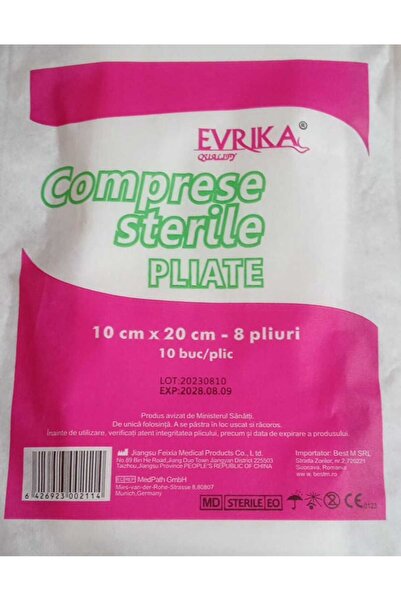 EVRIKA QUALITY Comprese sterile tifon, Evrika Quality, pliate, 10cm/20cm x 8 ...