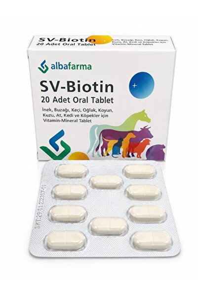 albafarma SV-BİOTİN 10 adet VİTAMİN TABLET KEDİ KÖPEK İNEK BUZAĞI KEÇİ KOYUN ...