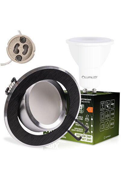 Lumiled Spot halogen încastrat rotund orientabil TRIX 3 în 1 GU10 6W 3000K Negru