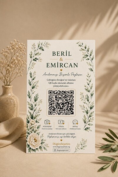 Düğün Sepetim DüğünSepetim Dijital Davetiye & QR Kodlu Anı Masa Kartı Paketi ...