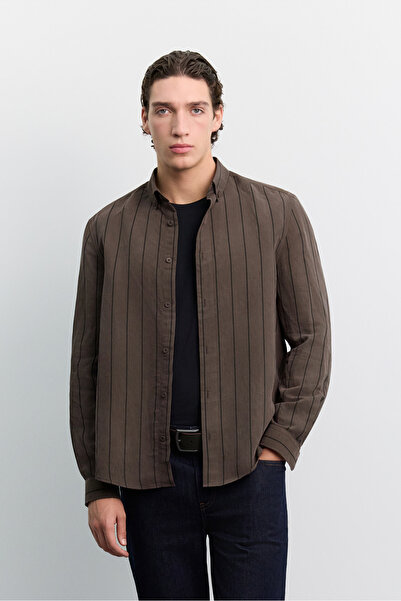 Avva Men's Brown Bottomed Britli Striped Modal Blend Breathable Soft Touch Lo...