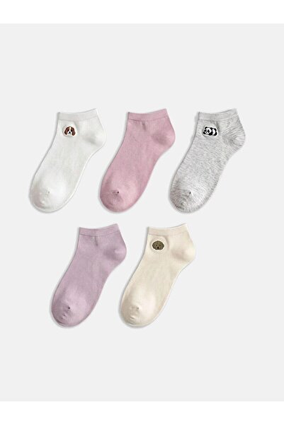 LC Waikiki Animal Figured Embroidered Women's Booties Socks, Pack of 5 (W6)