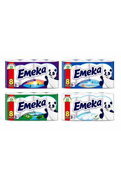 EMEKA Set 4 Pachete Hârtie Igienică Emeka, 3 Straturi, 8 Role/Pachet, 32 Role...
