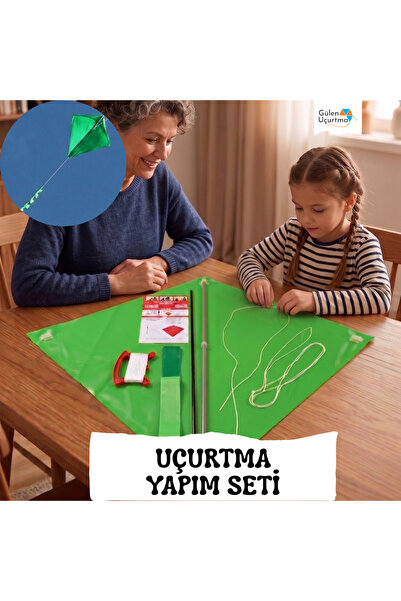 GÜLEN UÇURTMA Naylon Elmas Uçurtma Yapım Seti / Plastik Çıtalı