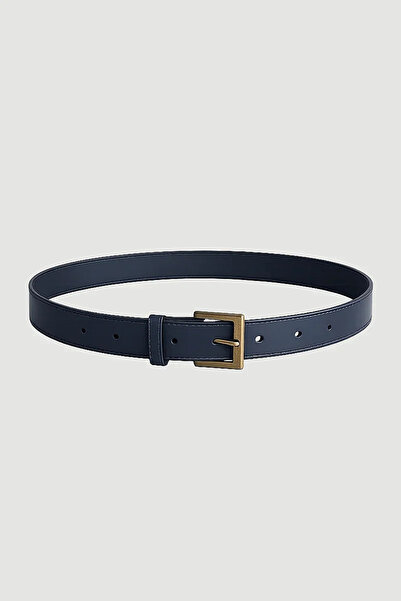 Gusto Curea din piele artificială cu cataramă pătrată - Albastru închis