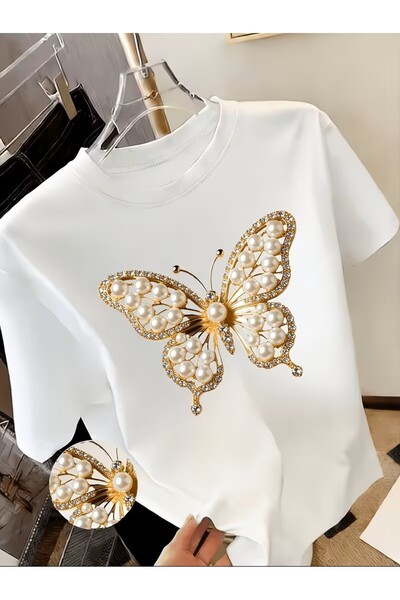H&GHAMLEGİYİM Printed T-Shirt. Short Sleeve Summer & Spring Casual Top, Women...