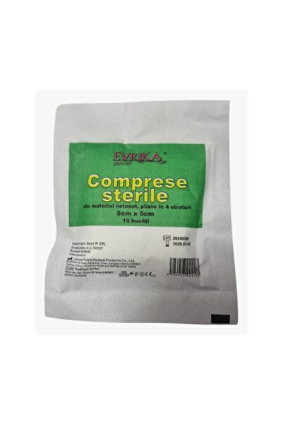 EVRIKA QUALITY Set 10 bucati Comprese sterile netesut, Evrika Quality, pliate...