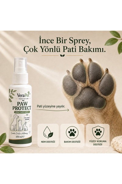 Paw Care Premium Günlük Pati Koruyucu Bakım Spreyi, Etil Alkol İçermez Kedi&Köpek&Tavşan