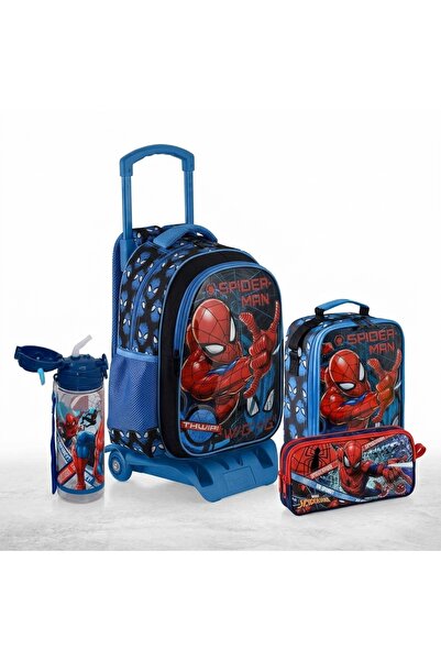 SPIDERMAN Licensed Premium First School Bag Set with Trolley: School Bag + Lu...