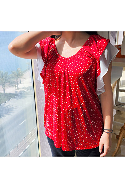 dorbe Women's Red Scoop Neck Blouse