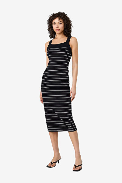 French Connection Women's Blk Sum Wht Bodycon Halter Cross Back Midi Dress