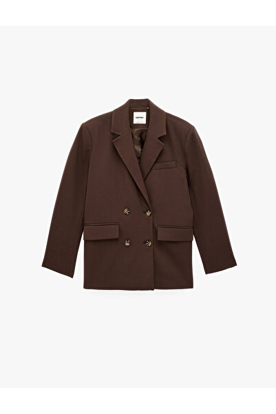 Koton Jachetă blazer supradimensionată, cu mâneci lungi, buzunare, amestec de...