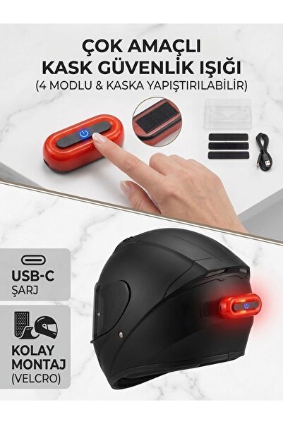 DNÇMOTOR Kask Arkası Uyarı Led Işığı Kask Ledi Gece Kask Ledi