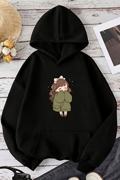 uyguntarz Unisex Cuteanime Printed Oversize Hoodie Hooded Sweatshirt