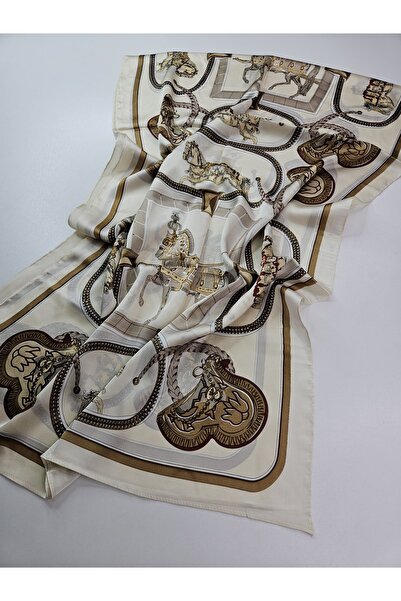 tomrisboutique Luxury Voile Silk Shawl Scarf with Horse Pattern Double Sided ...