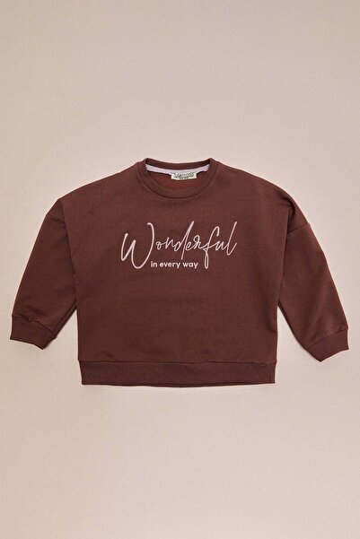 Fulla Moda Embossed Printed Oversize Girls' Sweatshirt