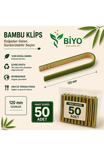 BİYO KULLAN AT BAMBU KLİPS &MAŞA&50 ADET