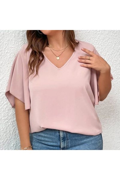 dorbe Women's Pink V-Neck Blouse