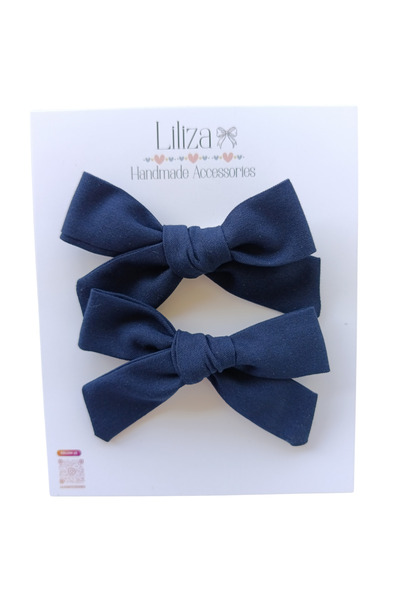 Liliza Accessories Lacivert Fiyonklu 2li Klips Toka Seti