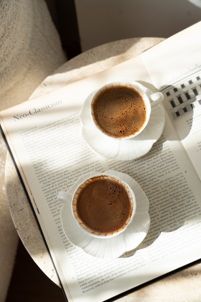 Dekorzdükkan Fleur Set of 2 Porcelain Coffee Cups – White
