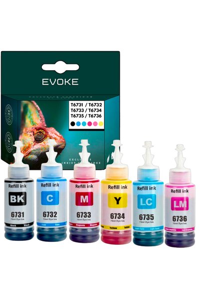 EVOKE cerneală compatibilă pentru Epson T6731 T6732 T6733 T6734 T6735 EcoTank...