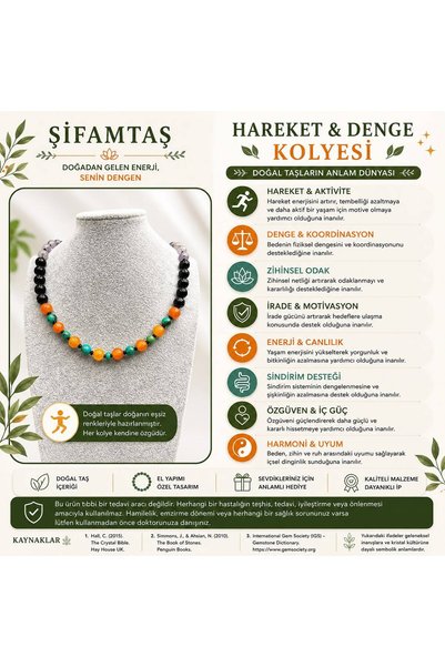 ŞİFAMTAŞ قلادة من الحجر الطبيعي للحركة والتوازن