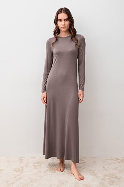 Artış Long Sleeve Basic Comfortable Daily Lycra Flexible Viscose Soft Dress