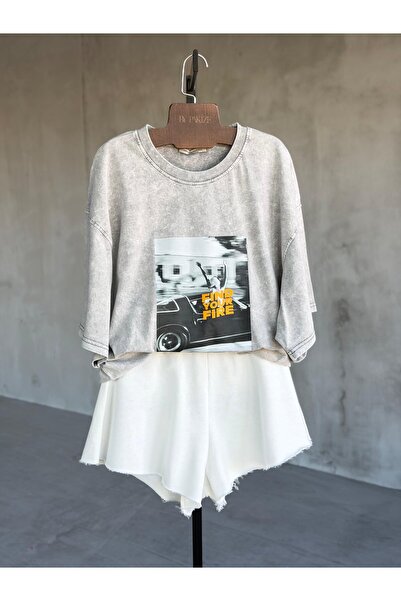 By Pakize Find Your Fire Yazı Baskılı Oversize Tişört