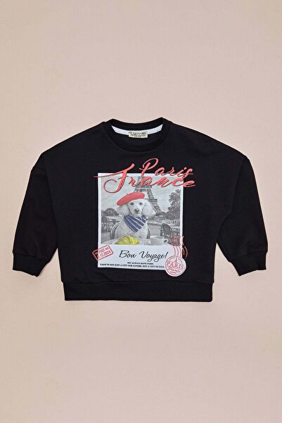 Fulla Moda Dog Printed Oversize Boys' Sweatshirt