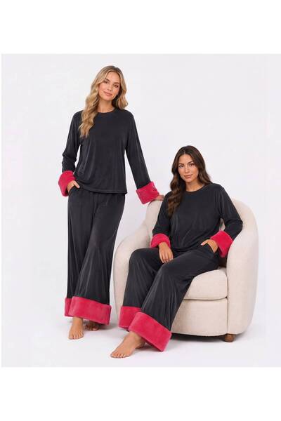 Alize Moda Long Sleeve French Velvet Fabric Women's Pajama Set-Winter