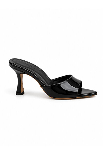 Sira Official Vesper Black Patent Leather Heeled Slippers