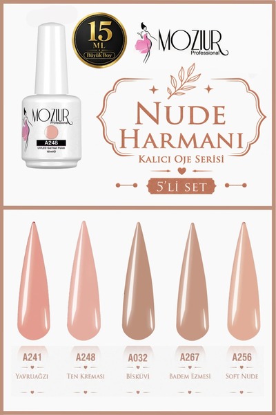MOZIUR Nude Harmanı Kalıcı Oje Serisi 15ml Büyük Boy